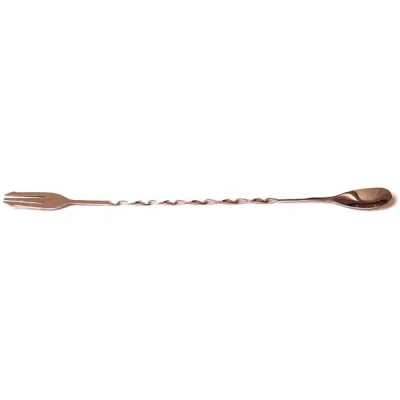 Biradlı Brd-682-Bakır Burgulu Çatallı Bar Kaşık Bakır 33 Cm