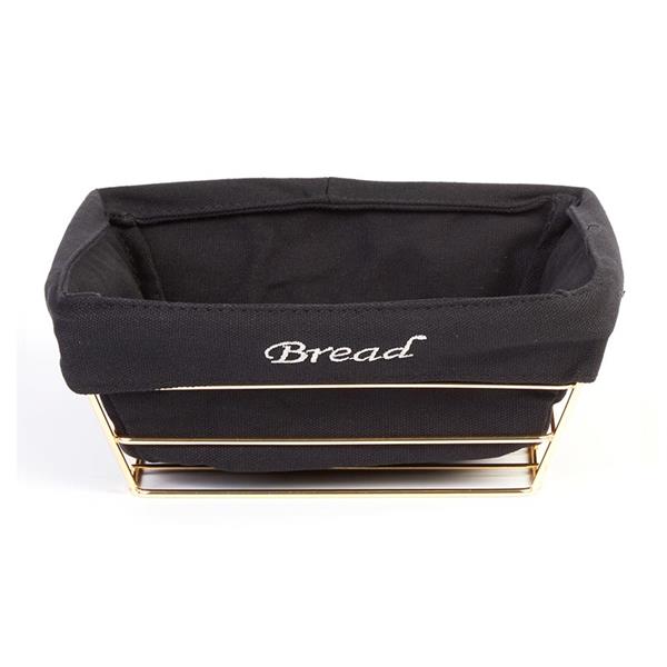 Biradlı Brd-Hw180-Altın Siyah Bezli Kare Ekmek Sepeti Altın Telli 22X22X9 Cm
