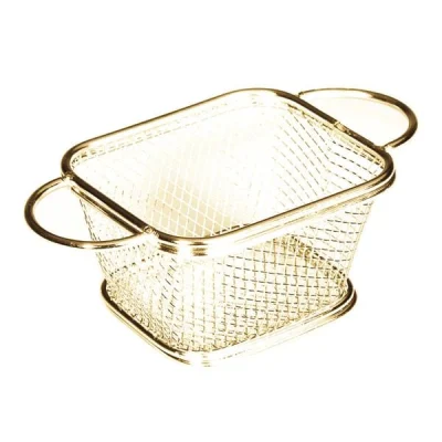 Biradlı Brd-St05-A Patates Sunum Dikdörtgen Çift Kulp Altın Renk 10x8,5x6,5 Cm
