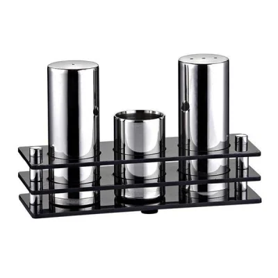Biradlı Grv-03 3 Lü Dikdörtgen Pleksi Standlı Tuzluk Takımı Mat