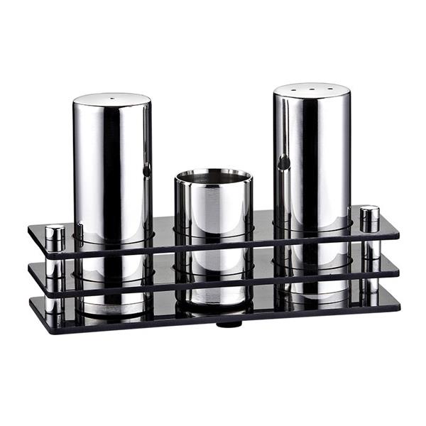 Biradlı Grv-03 3 Lü Dikdörtgen Pleksi Standlı Tuzluk Takımı Parlak