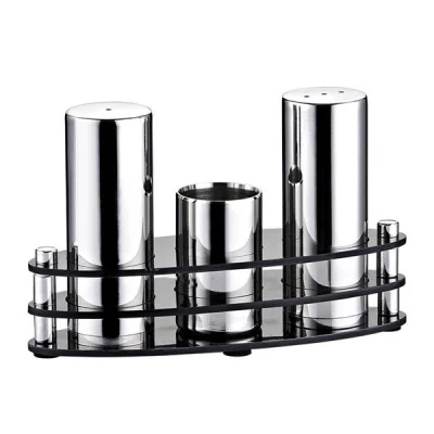 Biradlı Grv-05 3 Lü Elips Pleksi Standlı Tuzluk Takımı Parlak