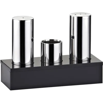 Biradlı Grv-06-K 3 Lü Kapalı Pleksi Standlı Tuzluk Takımı Parlak