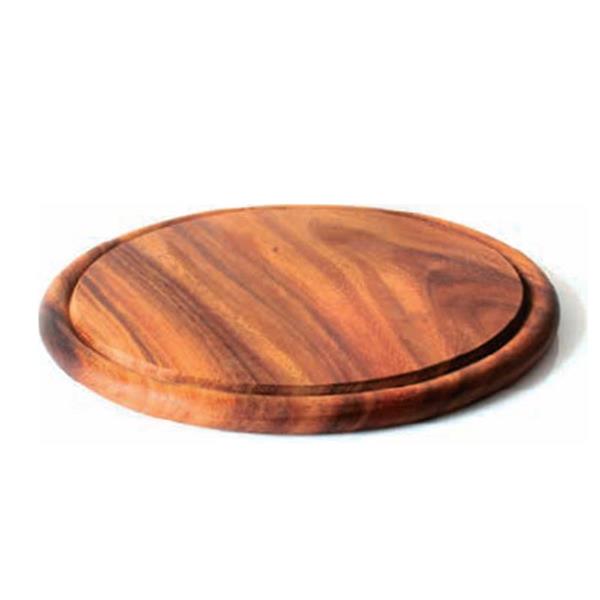 Biradlı Grv-1806 İroko Steak Sunum Tahta Yuvarlak 30,5x1,8 Cm
