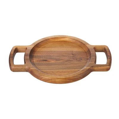 Biradlı Grv-1890 Ceviz Çift Kulplu Sunum Tahtası 34x2,4 Cm