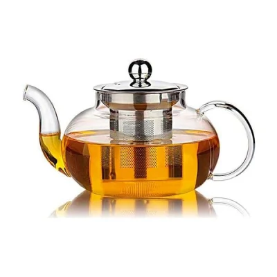 Biradlı Grv-Tç600 Çelik Süzgeçli Cam Demlik 600 Ml