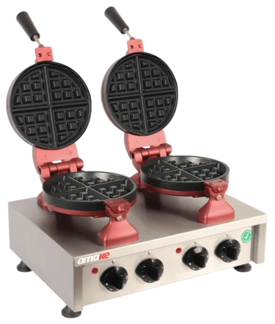 Omake Zamanlayıcılı Amerikan Model Çiftli Yuvarlak Waffle Makinesi