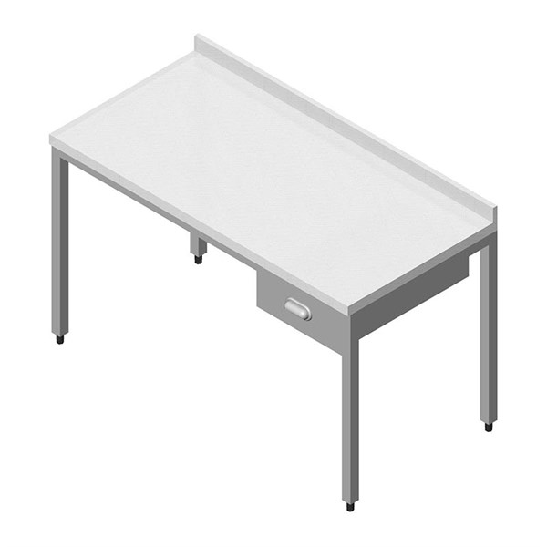 Öztiryakiler Çalalışma Tezgahı Taban Raflı Tek Çekmeceli Sırtlı 160*60