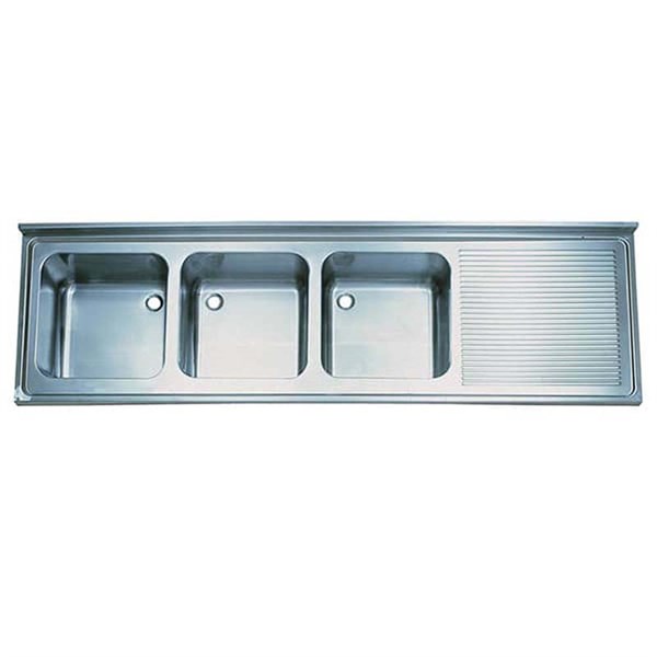 Öztiryakiler Tablalı Evye 240*70 Üç Göz Sağ Damlalıklı 50*50*30 Gözlü 1,00 Mm
