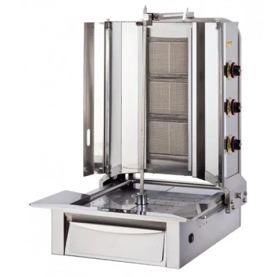 SilverInox 2165-B3 3 Radyanlı Alttan Motorlu LPG ve Doğal Gazlı Döner Makinesi