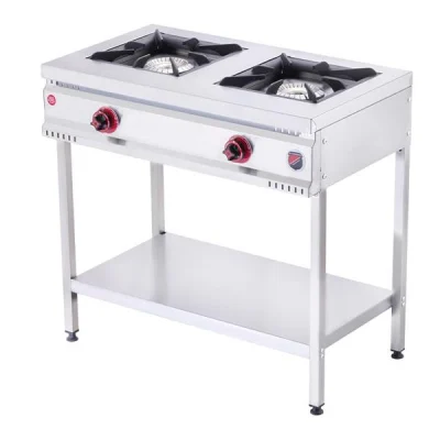 SilverInox TBY-2D 2 Gözlü Doğal Gazlı Taban Raflı Midi Ocak