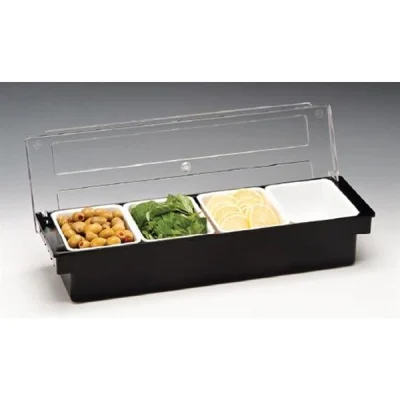 Zicco Zcp 304 4 Lü Polikarbonat Kapaklı Bar Konteyner Siyah 50x16x9,5 Cm